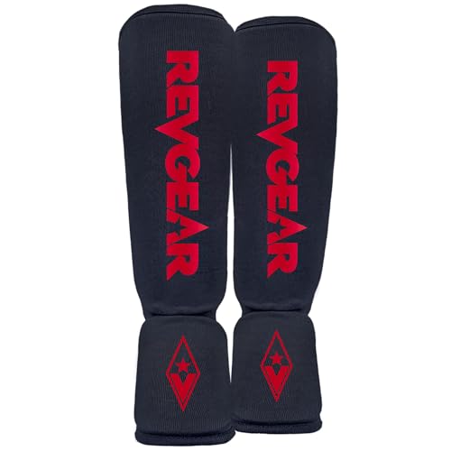 Revgear Dominator Muay Thai Shin Guard, MMA, Kickboxing. Cloth with Instep - color: Black, size: Large
