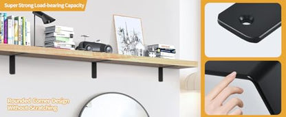 6 Pack - L 10" x H 6" x W1.5, 5mm Thick Black L Shelf Bracket, Iron Shelf Brackets, Metal Shelf Brackets, Floating Shelf, Shelf Supports with Screws - size: 10''x6'', style: Black 6 Pack