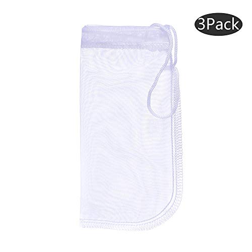 Media Filter Bag Aquarium Extra Fine,Reusable 180 Micron Drawstring Mesh Filter Bags for Very Fine Resins Filter (7.5"*3.6" (3 Pack))