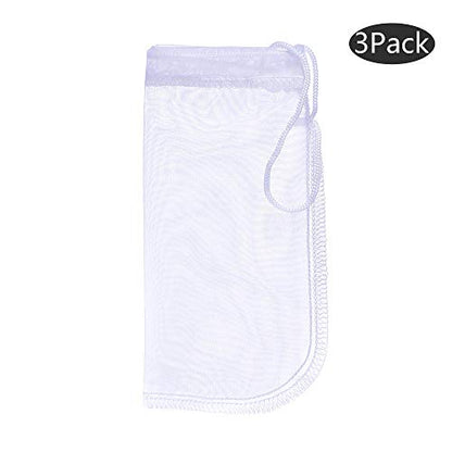 Media Filter Bag Aquarium Extra Fine,Reusable 180 Micron Drawstring Mesh Filter Bags for Very Fine Resins Filter (7.5"*3.6" (3 Pack))