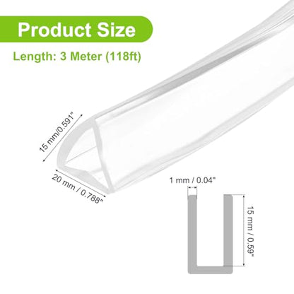 PATIKIL Rubber Seal Strip, 10Ft Flexible U Channel Edge Trim Protector Soundproof Door Seal Strips Fit 16mm Thick Edge, 25/32"(20mm) Width, 19/32"(15mm) Height, Transparent - size: 25/32"(20mm ) x 19/32"(15mm )