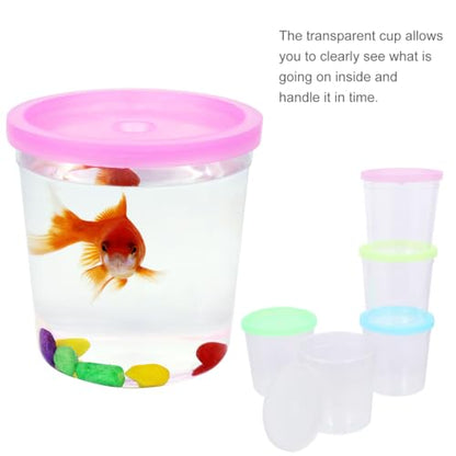 BESTonZON 12-Pack Transparent Jellyfish Betta Cups with Lid 3.03X2.87X2.48In Durable Flower Arrangement Cups for Home Party and Fish Farming