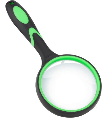Magnifying Glass, 75MM Handheld Reading Magnifier with Non-Slip Soft Handle for Seniors Book Newspaper Reading and Kids Nature Hobby Exploration