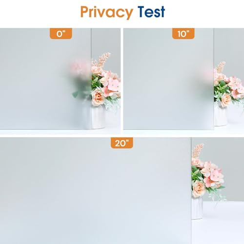 Homein Frosted Glass Window Privacy Film with Tools UV Blocking Privacy Film for Glass Windows, Static Cling No Glue Removable Reusable Anti Glare for Home Day and Night, Pure 17.5" x 78.7"