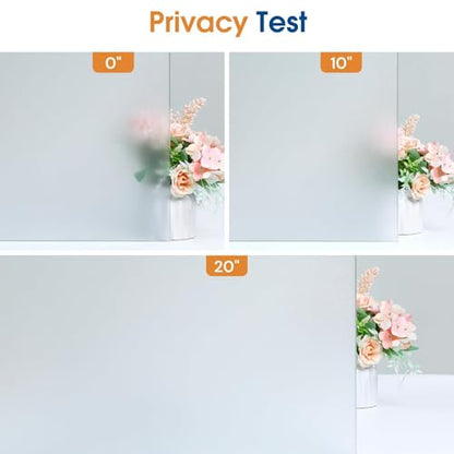 Homein Frosted Glass Window Privacy Film with Tools UV Blocking Privacy Film for Glass Windows, Static Cling No Glue Removable Reusable Anti Glare for Home Day and Night, Pure 17.5" x 78.7"