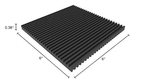 18315 Rubber Anti-Vibration Isolation Pads, Solid Ribbed Design, Heavy Duty All Rubber Pad, Black, Quantity 8 (6"x6"x3/8") - size: 6"x6"x3/8"