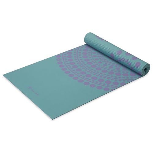Gaiam Yoga Mat - Premium 6mm Print Reversible Extra Thick Non Slip Exercise & Fitness Mat for All Types of Yoga, Pilates & Floor Workouts (68" x 24" x 6mm Thick) - color: Aqua Trance