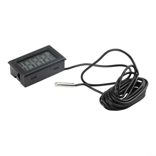 Digital for MINI Thermometer With LCD Display Waterproof Humidity Meter Sensor -50 To 110°C For Aquariums Terrariums And Liquid Measurement Includes for battery And Black Cable(2 meters)