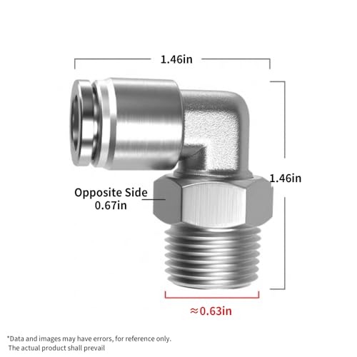 PNEUMATIC 304 Stainless Steel Male Elbow 3/8 Inch Tube OD x 3/8 Inch NPT Thread 90 Push to Connect Tube Fitting (Pack of 2) - size: 3/8"OD x 3/8"NPT