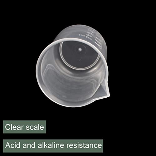 YOKIVE 2 Pcs Plastic Beaker, Laboratory Use | Liquid Measuring Cup, Great for Lab, Kitchen (Clear White, 50ML) - size: 50ML