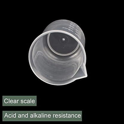 YOKIVE 2 Pcs Plastic Beaker, Laboratory Use | Liquid Measuring Cup, Great for Lab, Kitchen (Clear White, 50ML) - size: 50ML