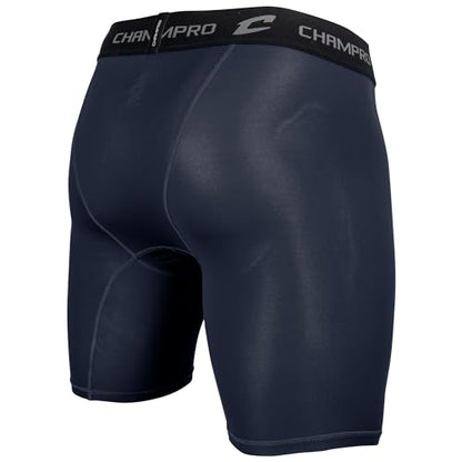 CHAMPRO Youth Polyester/Spandex Lightning Compression Shorts - color: Navy, size: Small