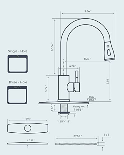 FORIOUS Kitchen Faucets with Pull Down Sprayer, High Arc Single Handle Classic Stainless Steel Sink Faucet 1 or 3 Hole, Suitable for Farmhouse Camper Laundry Rv Bar, Black Brushed - color: Black&Brushed, style: Classic