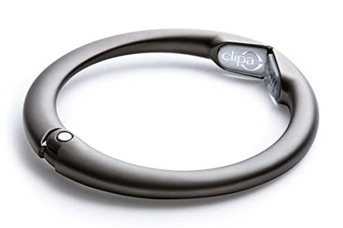 Clipa Bag Hangers The Ring that Opens into a Hook, Closes Automatically - color: Matte Hematite