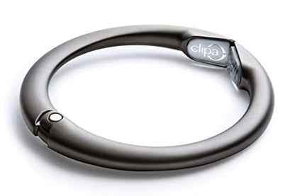 Clipa Bag Hangers The Ring that Opens into a Hook, Closes Automatically - color: Matte Hematite