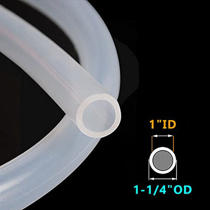 Feelers Silicone Tubing, Food Grade Pure Siliconce Hose 1" ID 1-1/4" OD 3.28ft, High Temperature Resistant Flexible Hose for Water Air Pump, Aquarium, Home Brewing, Kitchen