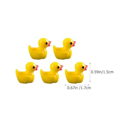 Toyvian Mini Resin Duck Ornaments 100Pcs Cute Yellow Figurines for Aquarium Decor Garden Accessories Desktop and Terrarium Decoration