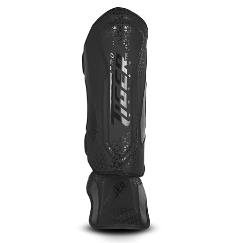 Shin Guards MMA, Muay Thai, Kickboxing, Leg Instep Protection Pads, Kicking, Sparring, Training Gear, Karate, Boxing, Taekwondo - Unisex - Black and White Colors - color: Matte Black, size: Small