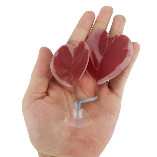 Betta Fish Bed, Betta Leaf Bed, Plastic Betta Hammock, Betta Hammock Pad with Suction Cup, Betta Heart-Shaped Leaf Bed Aquarium Decor, Pink 2 Pcs