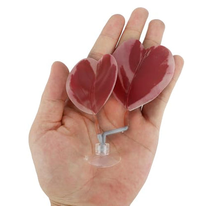 Betta Fish Bed, Betta Leaf Bed, Plastic Betta Hammock, Betta Hammock Pad with Suction Cup, Betta Heart-Shaped Leaf Bed Aquarium Decor, Pink 2 Pcs