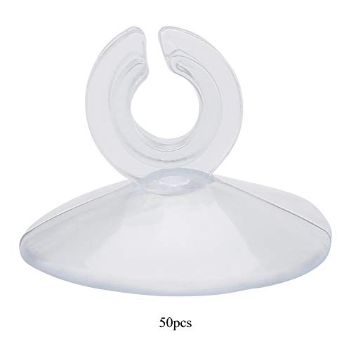 50pcs Aquarium Sucker Clips, Fish Tank Hose Holder Clamps, Ultra Strong Suction Cup Clips for Airline Tube and Pump Tube, Transparent Rubber Sucker Clips for Oxygen Pump Soft
