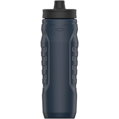 Under Armour Squeeze Water Bottles, 32 oz Water Bottles, Sideline Sports Water Bottle with Quick-Shot Lid, Quick & Easy Hydration, Gym Water Bottles, Squeeze Bottle, 1 32oz Bottle - color: Navy Blue and Black