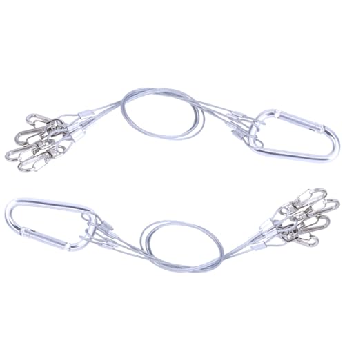 CHENJIN 2PCS Stainless Steel Plant Grow Light Hanging Rope Silver 1.5x350mm Wire Rope Hanger for Flower Pots Light Emitting Diode Grow Light Aquarium Light Hanging Rope Holder