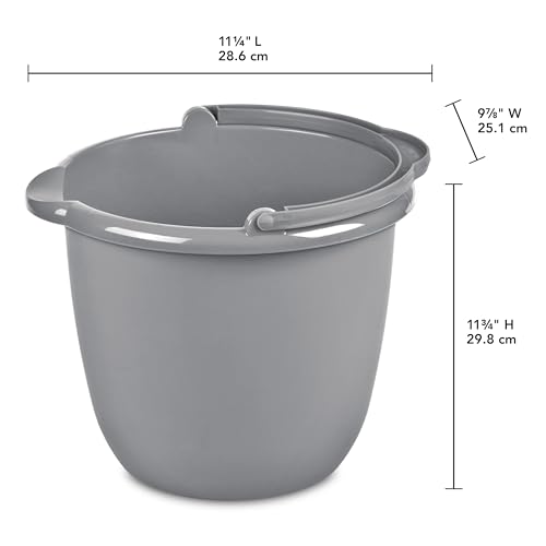 Commercial Products 10 Qt. Spout Pail Classic Titanium, Gray, Comfortable/Durable Pour Handle, Sturdy Pail Bucket for Household Cleaning/Mopping