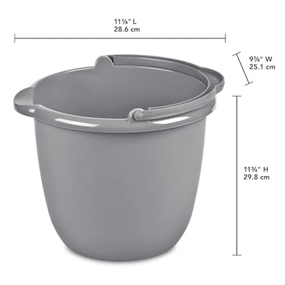 Commercial Products 10 Qt. Spout Pail Classic Titanium, Gray, Comfortable/Durable Pour Handle, Sturdy Pail Bucket for Household Cleaning/Mopping