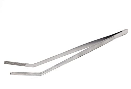 A2Z-Aquascaping Maintenance Tools Accessories,Anti-Rust Stainless Steel Tweezers Scissors Spatula for Aquarium Tank Clean, Fish Tank, Bonsai, Algae Scrapers (12" Serrated Tweezers - Angled) - size: 12" Serrated Tweezers - Angled