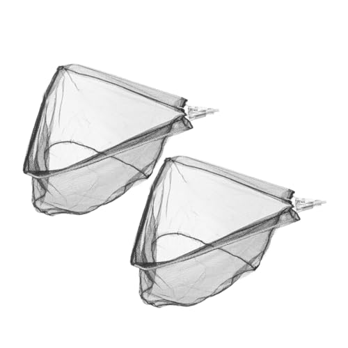 2pcs Foldable Collapsible Fishing Landing Net Heads Stainless Steel Solid Triangular Mesh Replacement for Kayak Freshwater Fish Catching Net Diameter 50cm Depth 30cm Without Handle