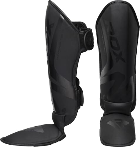 RDX Muay Thai Shin Guards for Men and Women Non-Slip Fit, Full-Contact Protection Adult Shin Pads, MMA, Kickboxing, Sparring, Taekwondo, Shin Protectors Muay Thai, Martial Arts - size: Medium