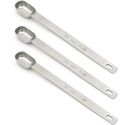3PCS 1/2tsp (1/6tbsp, 2.5ml) Single Measuring Spoon, Stainless Steel Long Handle Individual Teaspoons Only - size: 1/2tsp|1/6tbsp|2.5ml