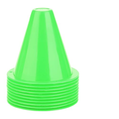 OUKENS Training Marker Cones, 10pcs 3 Inch Mini Sports Cones Football Training Sports Equipment Roller Skating Barriers Plastic Marker Holder Accessory for Fitness Practice - color: Green