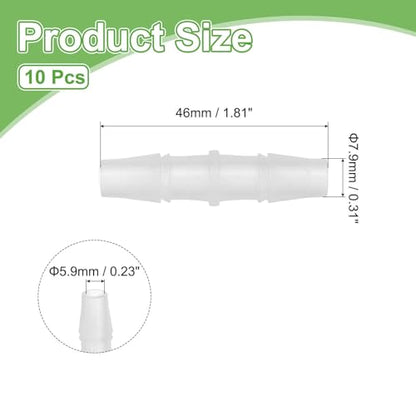 MECCANIXITY 10pcs Plastic Hose Barb Fitting, 5/16" Barbed Hose Pipe Fitting Splicer Mender Joint Adapter for Water Liquid Fuel Line Tube, Clear - color: Clear, size: 5/16"