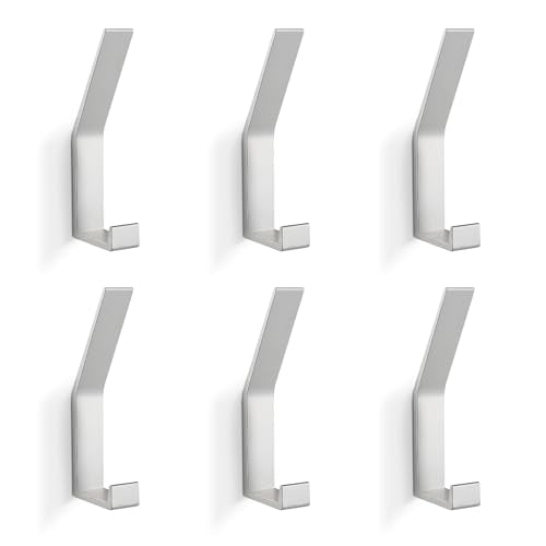 Coat Rack Hooks Wall Mounted, Silver 6Packs, Bath Towel Rope Hooks for Kitchen, Door, Cabinet, Bathroom, Foyers, Hallways, and Bedrooms - color: Silver, size: 6Packs