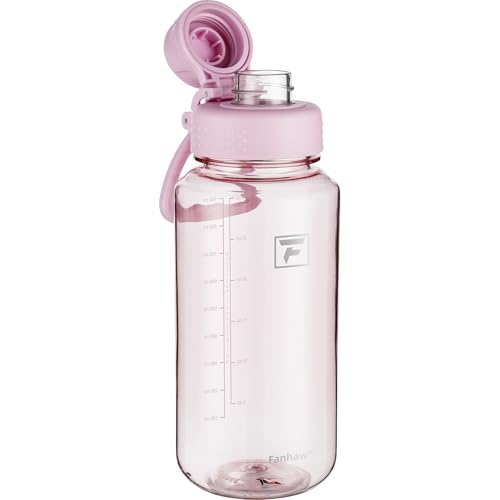 Fanhaw 32 oz Clear BPA-Free Tritan Water Bottle with Fast-Flow Spout Lid, BPA-Free & Leak-Proof Wide-Mouth Reusable Bottle for Gym, School & Office, Back to School Essentials (Cherry Blossom) - color: Cherry Blossom, style: 1 Pack