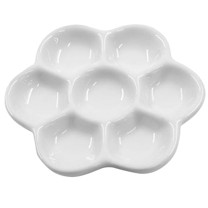 Piutouyar 1 Pack Hermit Crab Food Dish, 7 Compartments Ceramic Hermit Crab Feeding Dish Food and Water Bowl Ceramic Dishes
