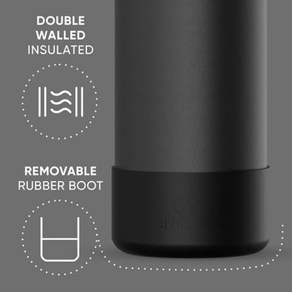 Hydrapeak 32oz Sport Insulated Water Bottle with Straw Lid, Leak & Spill Proof, Keeps Drinks Cold for 24 Hours, Hot for 12 Hours, Premium Stainless Steel Water Bottles (32oz, Black) - color: Black