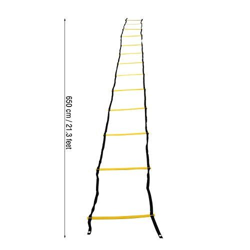 Dioche Speed Training Ladder, Portable Footwork Exercise Tackle for Football Soccer Sports (7m13 - Rung-Yellow)