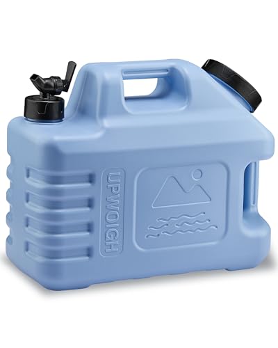 UPWOIGH 3.5 Gallon Water Jug, Light Blue Leakproof Water Container with Spigot, Modern Nature-Inspired Front Carving, Thickened BPA-Free Multifunction Outdoor & Emergency Camping Overlanding Gear - color: Light Blue, size: 448 Ounces