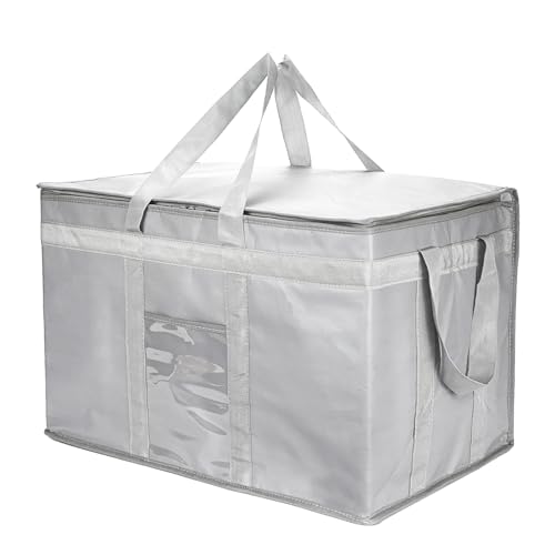 Yalin XXXL Large Insulated Cooler Bag, Styrofoam Cooler of Keep Food Hot or Cold, Reusable Double Zipper Food Delivery Bag for Grocery Shopping, 23" W x 15" H x 14" D - color: Grey, size: 3XL (Pro)