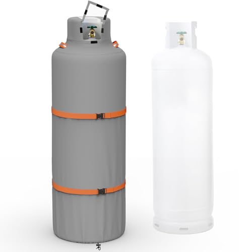 100lb Propane Tank Cover, Heavy-Duty Waterproof Outdoor Gas Cylinder Cover, All-Weather Dustproof, Fits Standard 100lb Tank Cylinder-15.7" Dia x 48.8" H,Gray - color: Gray, size: 100lb