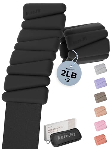 Pilates Wrist & Ankle Weights | Adjustable Weighted Bangles | 1LB/2LB Each - color: Black, size: 2 LB
