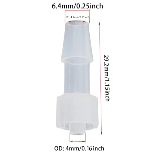 15PCS 1/4 inch PP Luer Fitting Butt Hose Connector PP Hose Barb Adapter For Lab Biochemistry Analytical Instruments Food Machinery Aquarium Equipment Male/Female