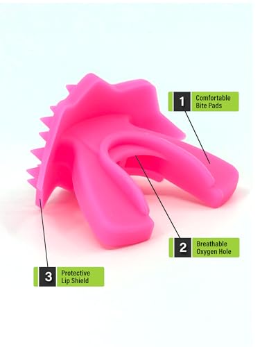 Loudmouth Football Mouth Guard - 3D SpikeSurge Football Mouthpiece with Strap, Fits Adult & Youth, Mouth Guard Football Accessories (Fluorescent Pink) - color: Fluorescent Pink