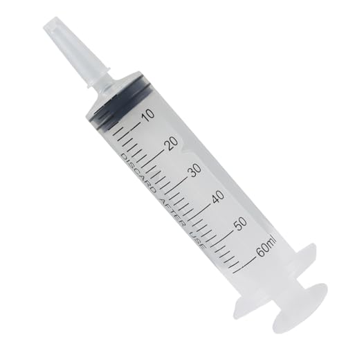 60ml Syringes Without Needle, 4 Pack Plastic Syringe with Cap for Pet Feeding, Scientific Labs, Glue, Oil & Precise Liquid Measurement - size: 60ml