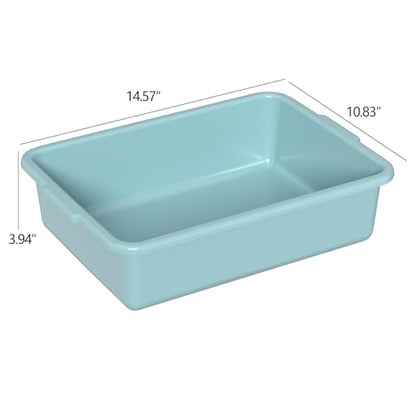 8 L Plastic Bus Tubs, Plastic Commercial Bus Boxes, Mint Green, 5 Packs