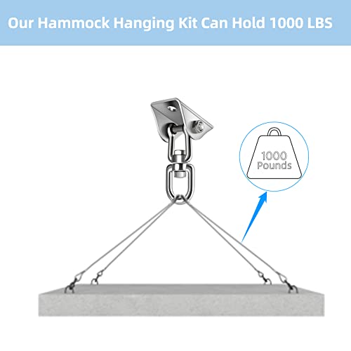 HOMPER Hammock Hanging Kit 360° Rotating Hanging Chair Hardware 1000 lb Capacity (Pack of 2) - color: Silver, size: 1 (Pack of 2)