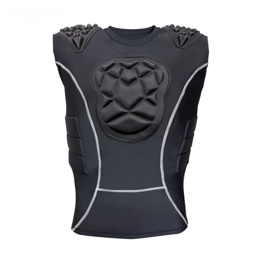 Topeter Padded Compression Shirts with Chest Guard, Rib Protector & Shoulder Pads for Contact Sports - size: Large